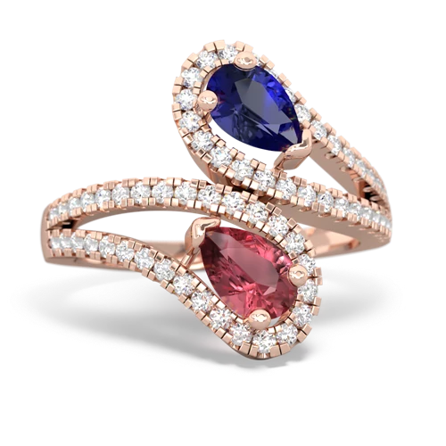 Lab Sapphire Lab Created Sapphire with Genuine Pink Tourmaline Diamond Dazzler ring Ring
