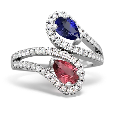 lab sapphire-tourmaline pave swirls ring