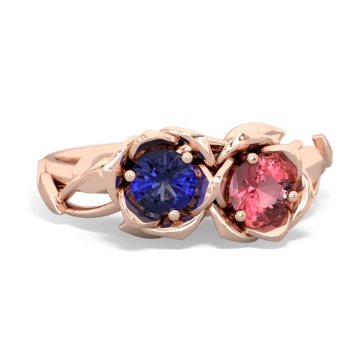 Lab Sapphire Lab Created Sapphire with Genuine Pink Tourmaline Rose Garden ring Ring