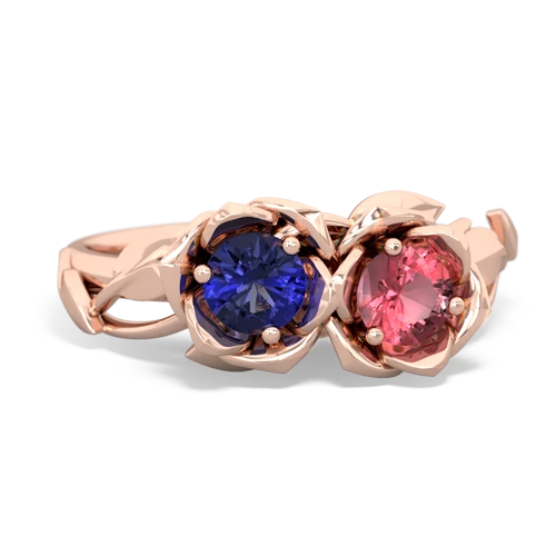 lab sapphire-tourmaline roses ring