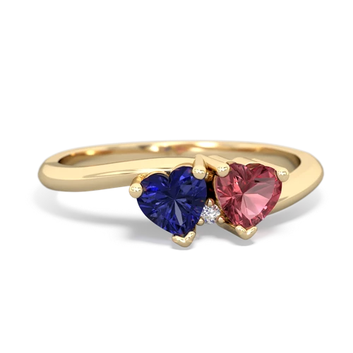 lab sapphire-tourmaline sweethearts promise ring