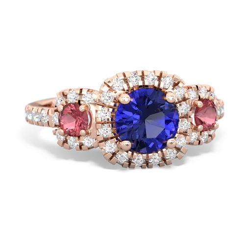 Lab Sapphire Lab Created Sapphire with Genuine Pink Tourmaline and Genuine Amethyst Regal Halo ring Ring