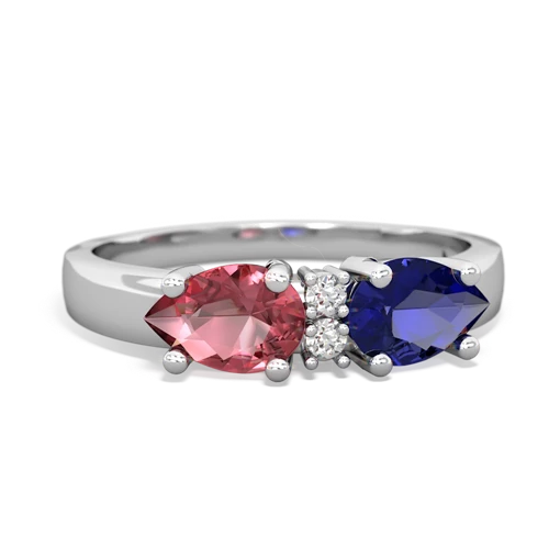 Lab Sapphire Lab Created Sapphire with Genuine Pink Tourmaline Pear Bowtie ring Ring