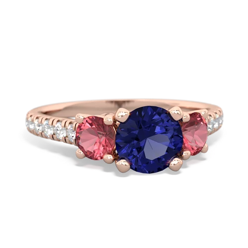 lab sapphire-tourmaline trellis pave ring