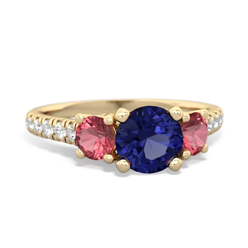 lab sapphire-tourmaline trellis pave ring