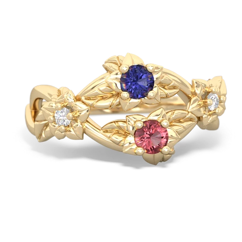 Lab Sapphire Lab Created Sapphire with Genuine Pink Tourmaline Sparkling Bouquet ring Ring