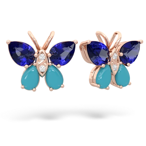 lab sapphire-turquoise butterfly earrings