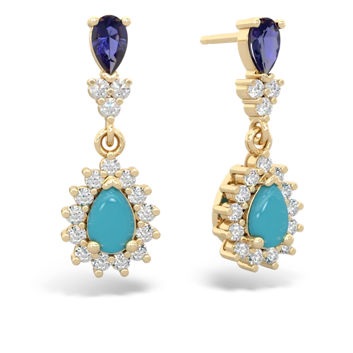 lab sapphire-turquoise dangle earrings