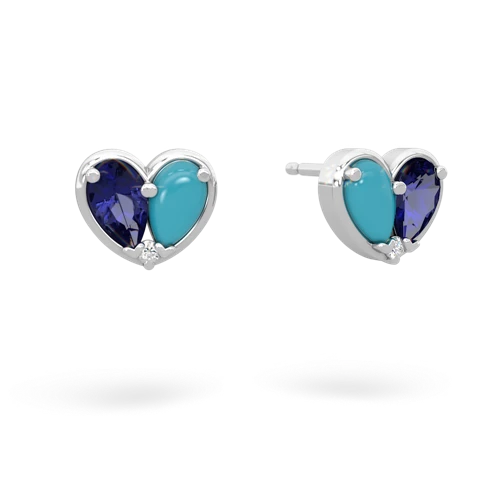 lab sapphire-turquoise one heart earrings