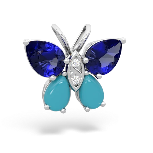 lab sapphire-turquoise butterfly pendant