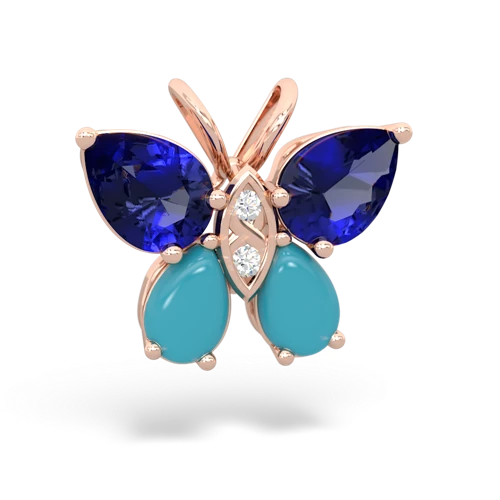 lab sapphire-turquoise butterfly pendant