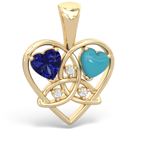 lab sapphire-turquoise celtic heart pendant