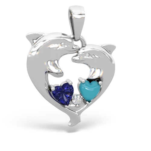 lab sapphire-turquoise dolphins pendant