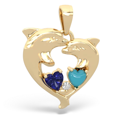 lab sapphire-turquoise dolphins pendant