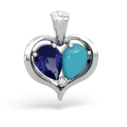 lab sapphire-turquoise half heart whole pendant