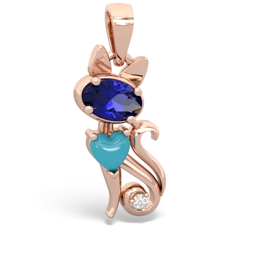 lab sapphire-turquoise kitten pendant