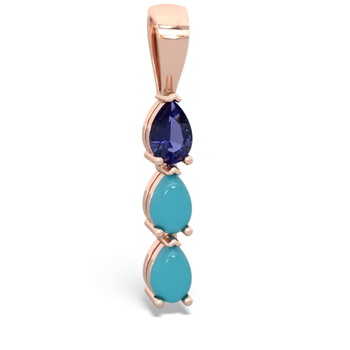 lab sapphire-turquoise three stone pendant