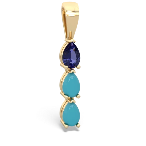 lab sapphire-turquoise three stone pendant