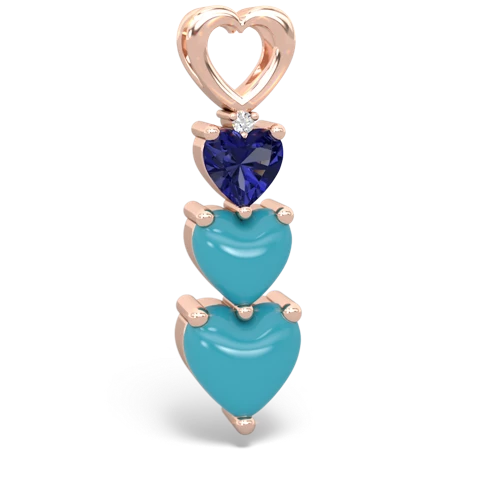 lab sapphire-turquoise three stone pendant