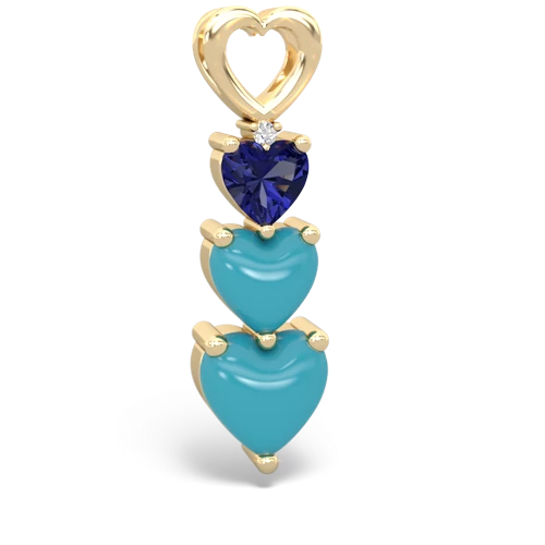 lab sapphire-turquoise three stone pendant