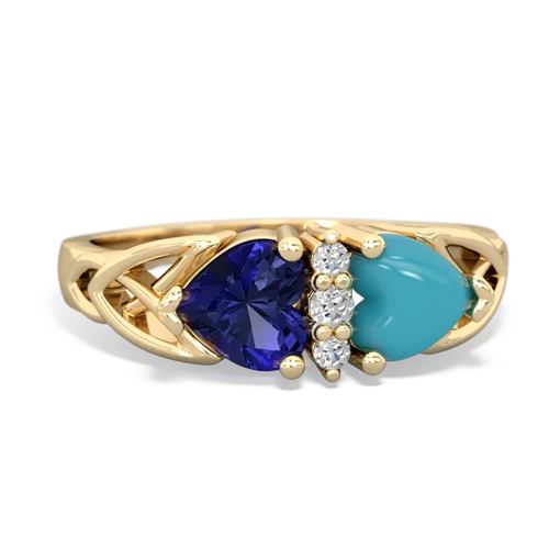lab sapphire-turquoise celtic ring