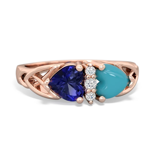 lab sapphire-turquoise celtic ring
