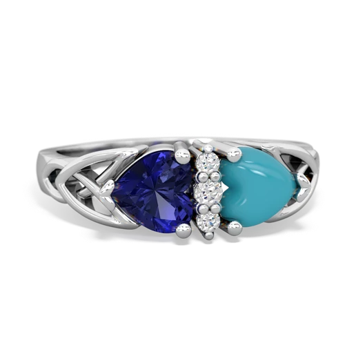 lab sapphire-turquoise celtic ring