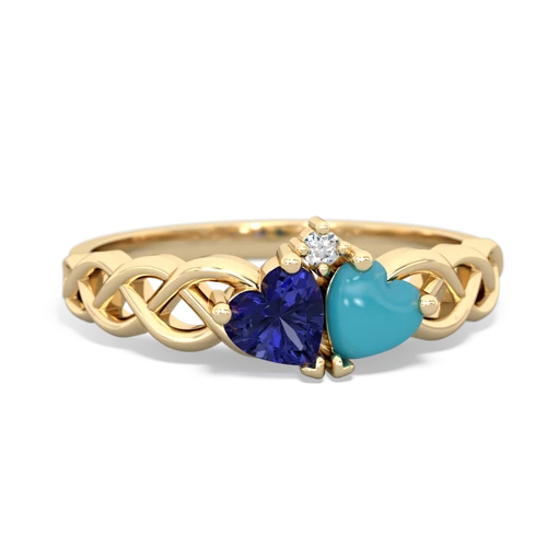 lab sapphire-turquoise celtic braid ring