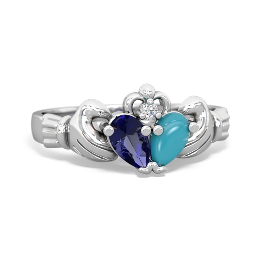 lab sapphire-turquoise claddagh ring