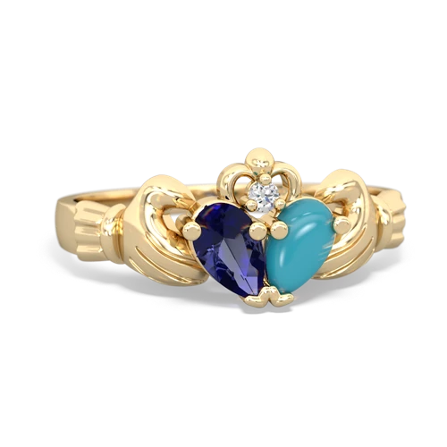 lab sapphire-turquoise claddagh ring