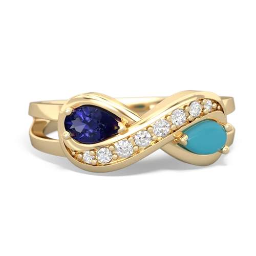 lab sapphire-turquoise diamond infinity ring