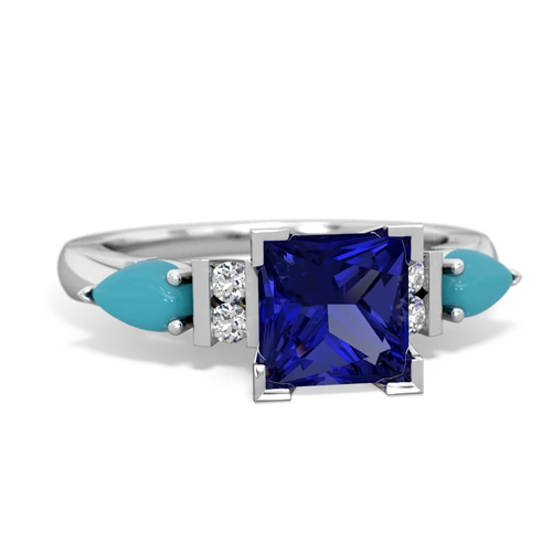 lab sapphire-turquoise engagement ring