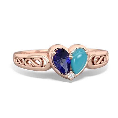 lab sapphire-turquoise filligree ring