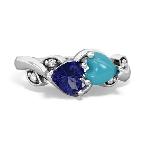 lab sapphire-turquoise floral keepsake ring
