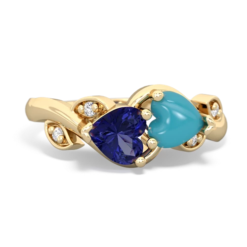 lab sapphire-turquoise floral keepsake ring