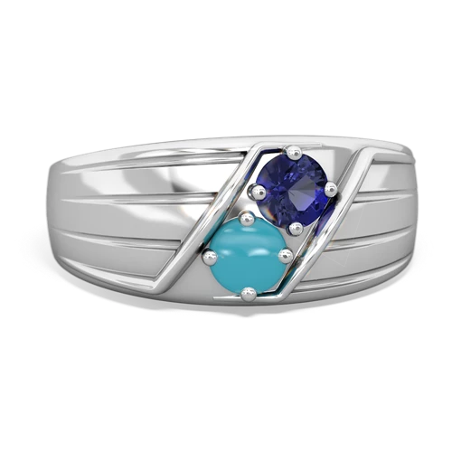 lab sapphire-turquoise mens ring