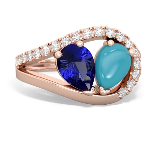 lab sapphire-turquoise pave heart ring