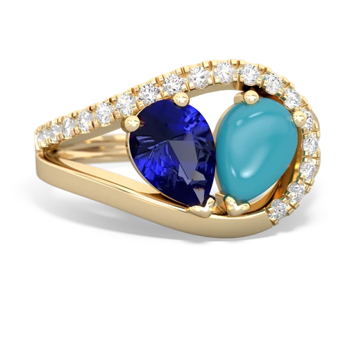 lab sapphire-turquoise pave heart ring