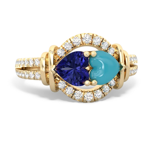 lab sapphire-turquoise pave keepsake ring