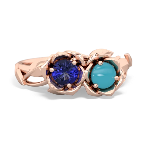 lab sapphire-turquoise roses ring
