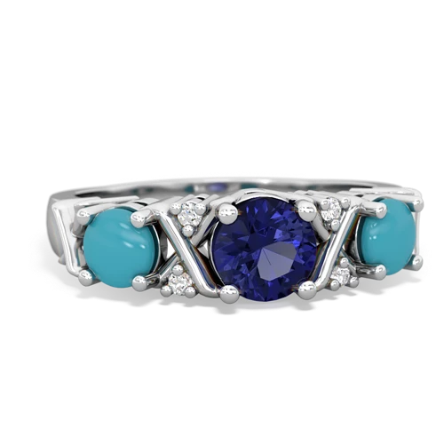 lab sapphire-turquoise timeless ring