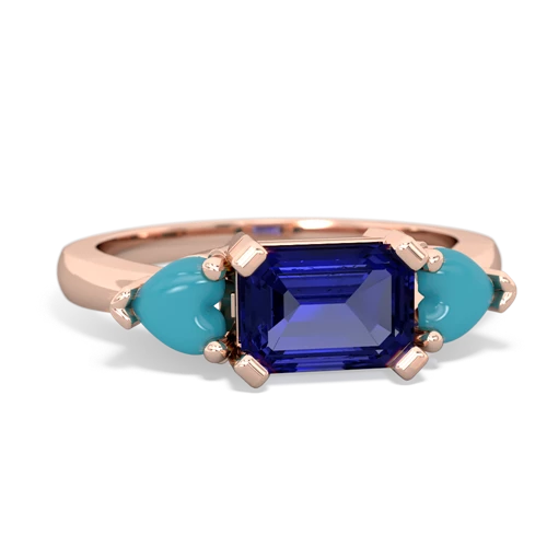 lab sapphire-turquoise timeless ring