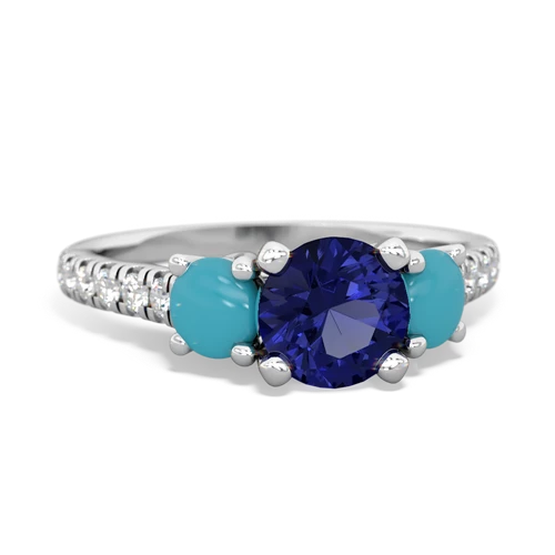 lab sapphire-turquoise trellis pave ring