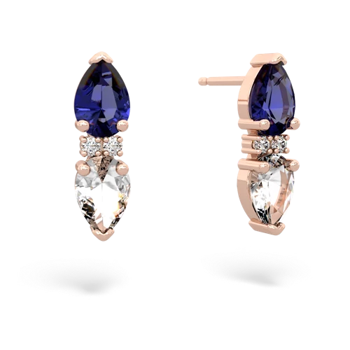lab sapphire-white topaz bowtie earrings