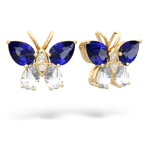 lab sapphire-white topaz butterfly earrings