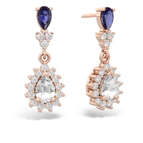 Lab Sapphire Lab Created Sapphire with Genuine White Topaz Halo Pear Dangle earrings Earrings