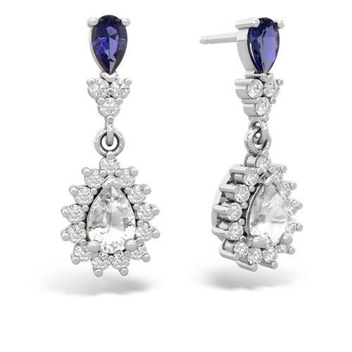 lab sapphire-white topaz dangle earrings