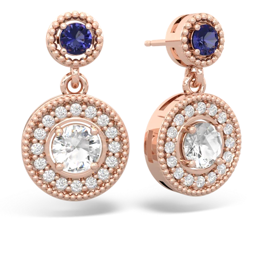 lab sapphire-white topaz halo earrings