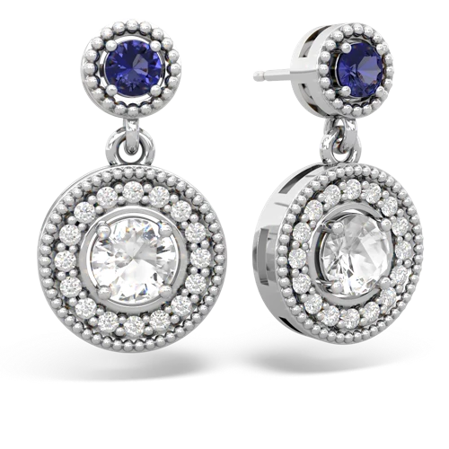 lab sapphire-white topaz halo earrings