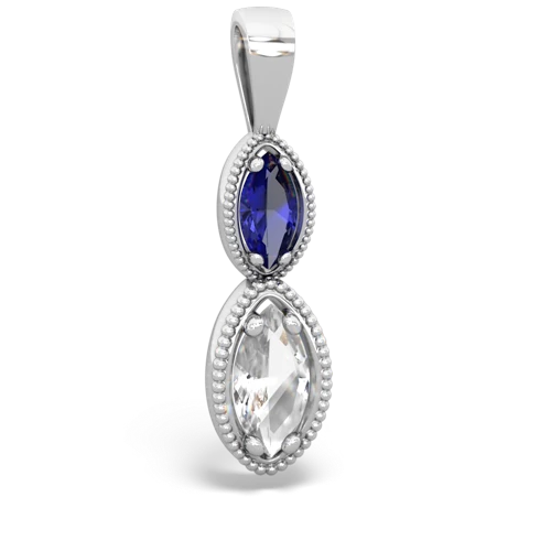 Lab Sapphire Lab Created Sapphire with Genuine White Topaz Antique-style Halo pendant Pendant